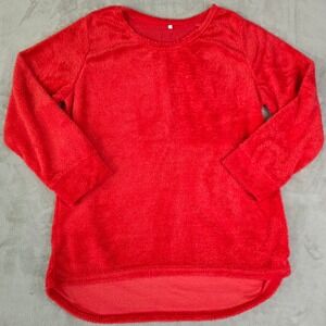Fuzzy Plush Long Sleeve Top Red Cozy Casual Loungewear‎ Shirt Women's Size XL